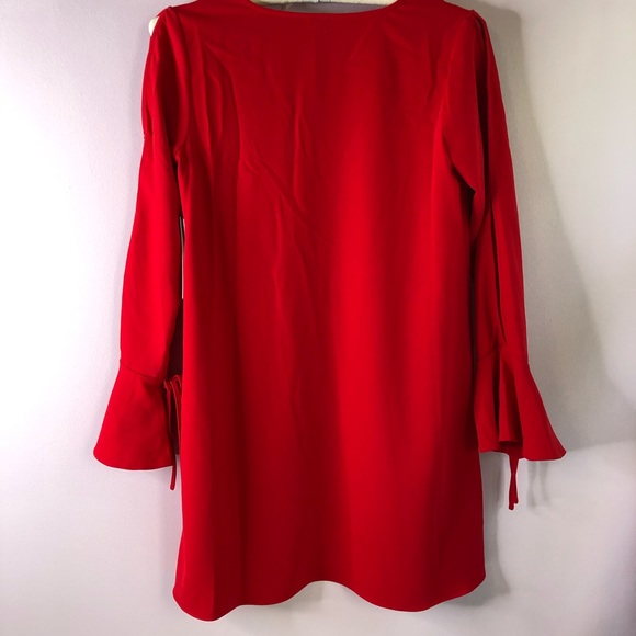Design Lab Red Slit Long Sleeved Mini Dress Small - Picture 10 of 12